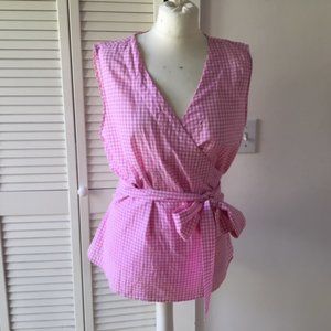 Beachlunchlounge Gingham faux wrap top